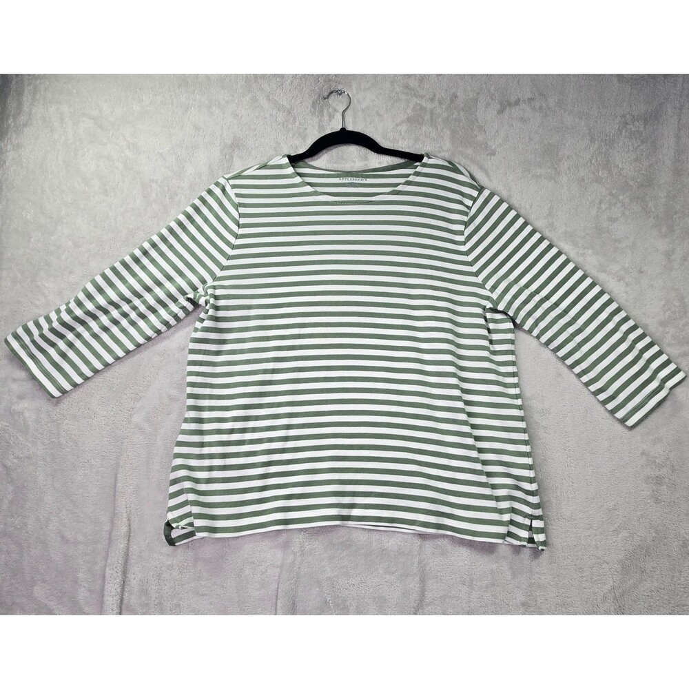 Appleseed's Women's Essential XL 100% Cotton Striped 3/4 Sleeve Shirt Top EUC